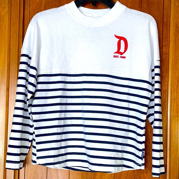 ✨HP✨ DISNEY YOUTH LONG SLEEVE RED-WHITE-BLUE STRIPED SPIRIT JERSEY, SIZE LARGE - Picture 5 of 5